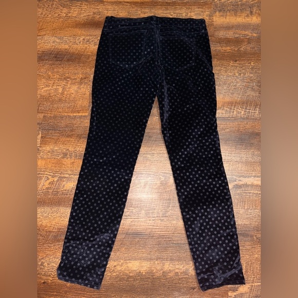 J. Crew Toothpick Velour Velvet Dark Blue Polka Dots Skinny Pants Size 26 Ankle - Picture 4 of 5